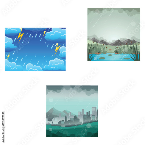 thunderstorm background and rainy background vector