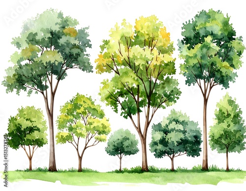 Watercolor trees