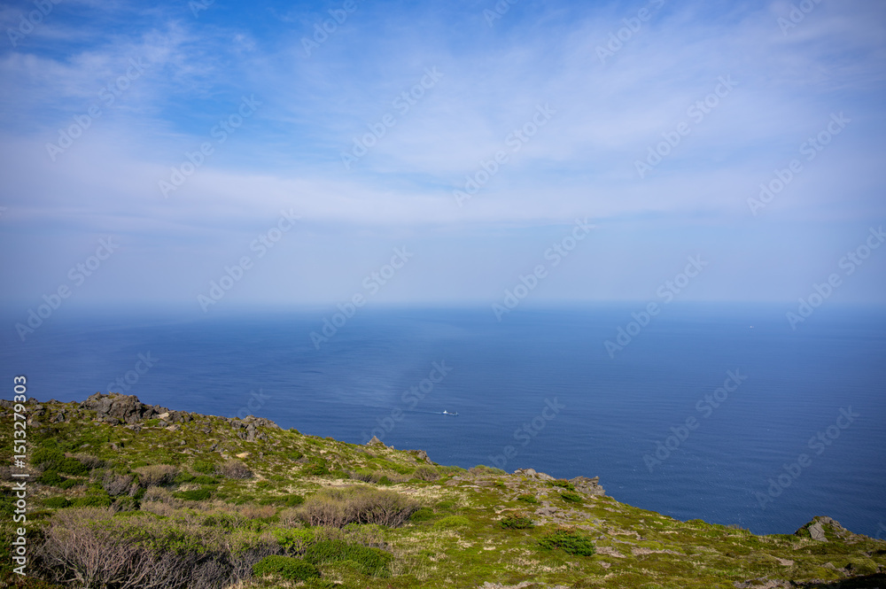 Sea and sky seen from active volcano Mt.Esan in Hakodate Hokkaido, Japan Sea and sky seen from active volcano Mt.Esan in Hakodate Hokkaido, Japan