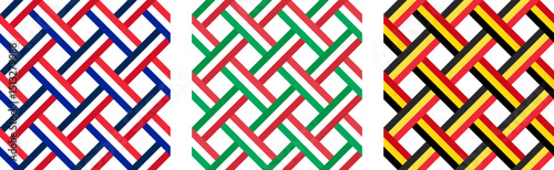 france, italy and belgium flags pattern intertwined. geometric background for decoration. vector illustration