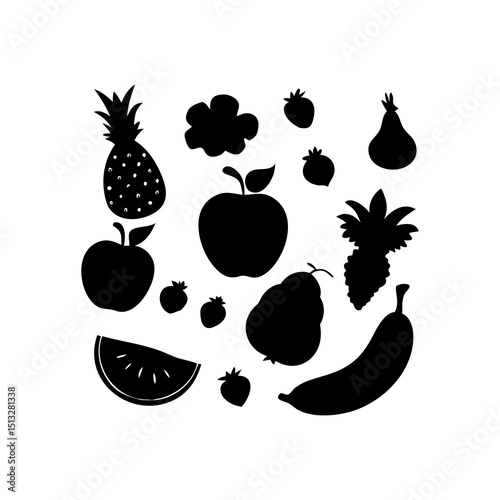 Assortment of Fruit Silhouettes