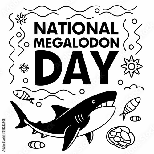 NATIONAL MEGALODON DAY vector illustration