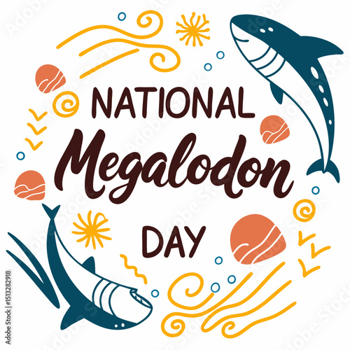 NATIONAL MEGALODON DAY vector illustration