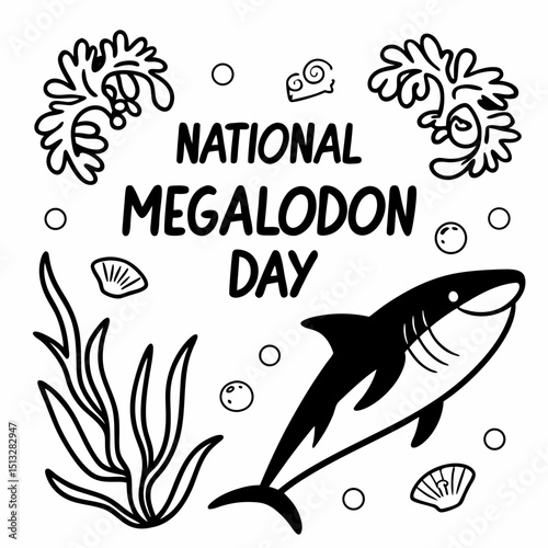 NATIONAL MEGALODON DAY vector illustration