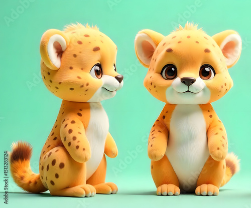 Fluffy Cheetah Render in Multiple Angles