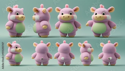 Cute 3D Cartoon Character on Mint Background