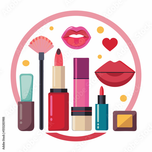 National Lipstick Day Vector Set – Cosmetics, Lipstick Shades, and Beauty Icons