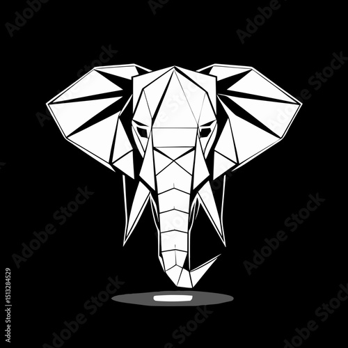 Polygonal elephant illustration for t-shirt print in a modern design