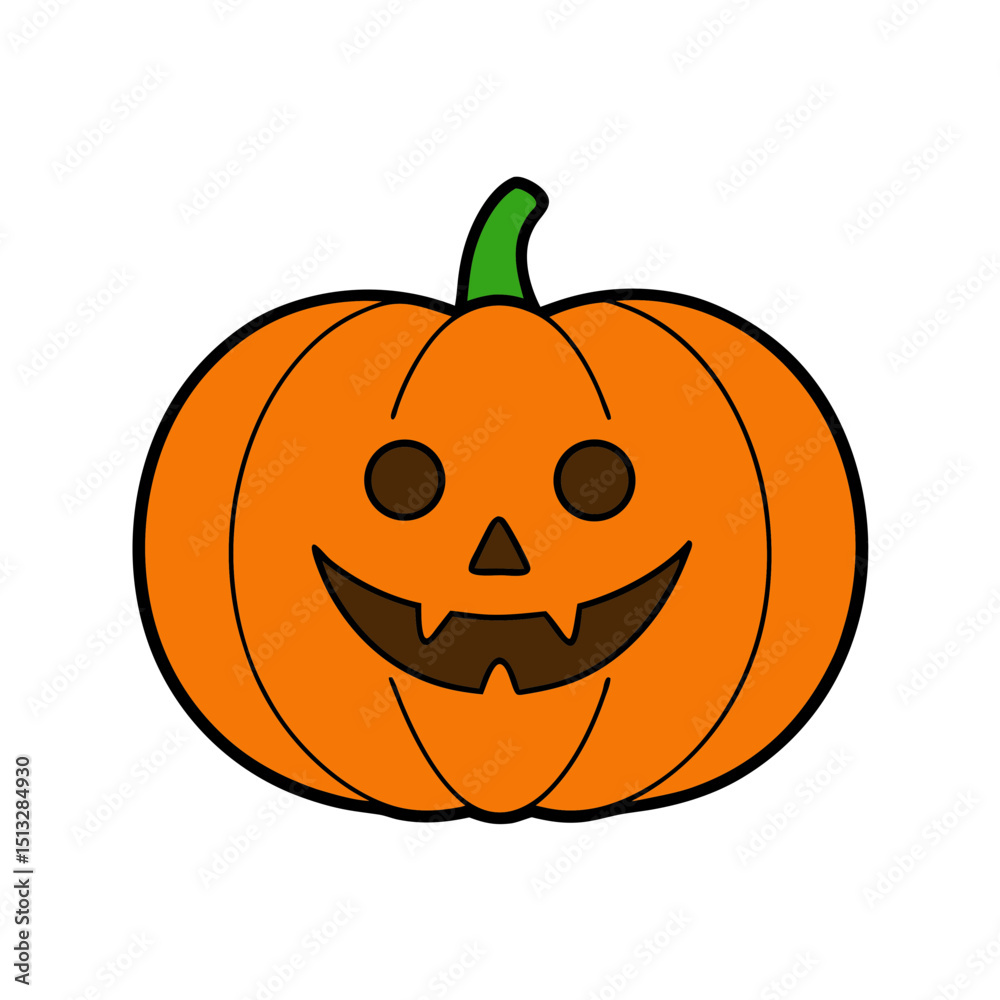 Orange Pumpkin with Carved Happy Face and Glow Flat vector illustration isolated on white background Orange Pumpkin with Carved Happy Face and Glow Flat vector illustration isolated on white background