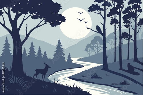 Silhouetted Wildlife Landscape