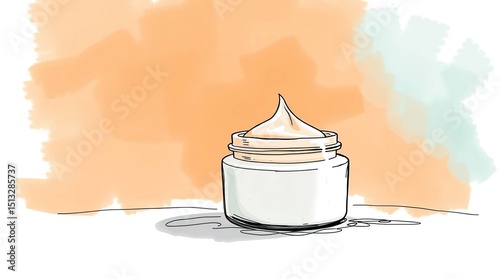 Ethereal Beauty Hand-Drawn Sketch of a Mystical Facial Cream