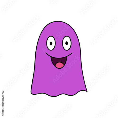 Purple Ghost with Rosy Cheeks and a Wink Flat vector illustration isolated on white background