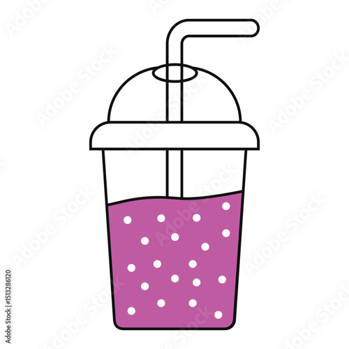 Cold Drink Icon – Milkshake, Smoothie, Slush, Iced Coffee, or Bubble Tea in Plastic Cup with Dome Lid.