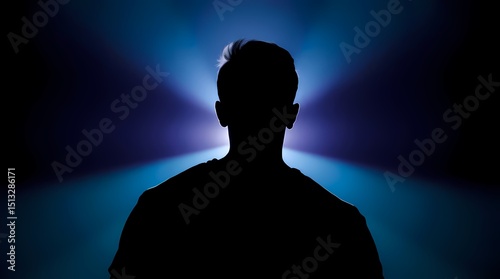 Silhouette of a person, illuminated by a spotlight