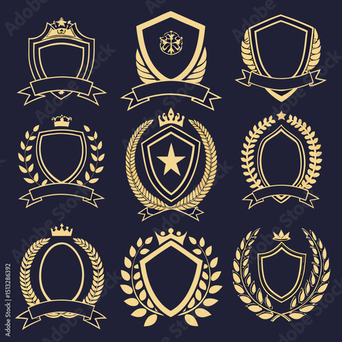 set of golden shields