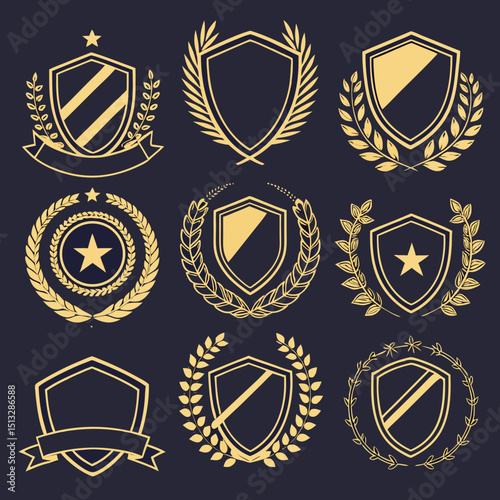 set of golden shields