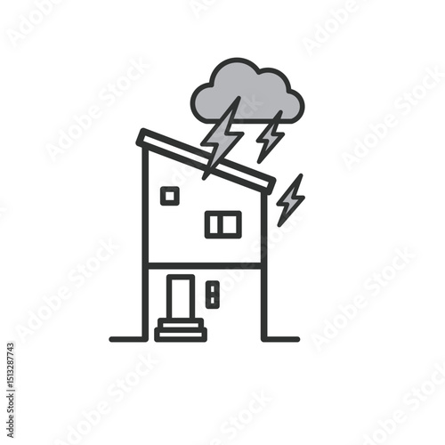 落雷の被害 家のイラスト