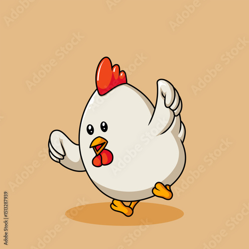 Cartoon Chicken Dancing Happily