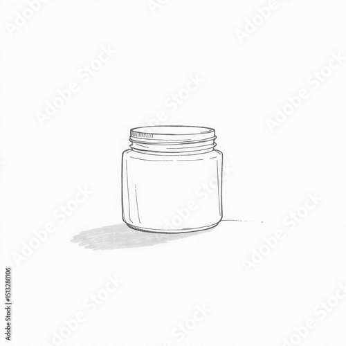 Hand-drawn Sketch Minimalist Cosmetic Jar Mockup, Oblique Angle View