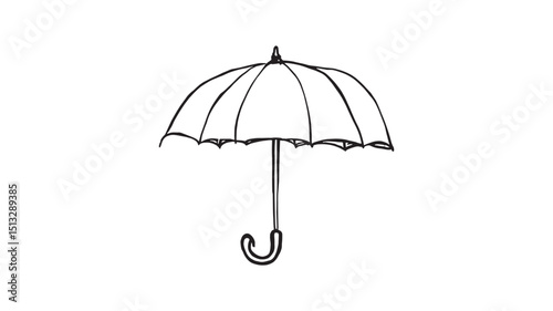 Umbrella icon elegant curved handle design