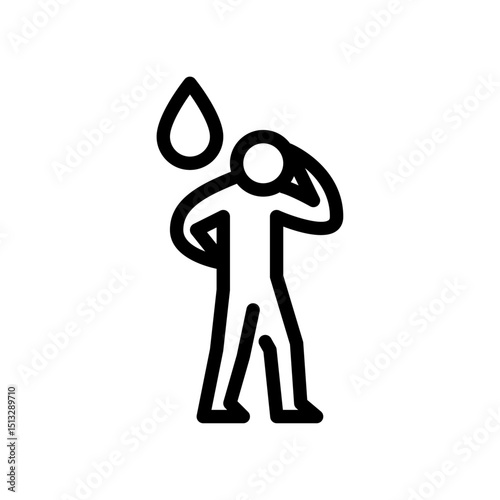 person feeling stress outline icon. figure feeling exhausted line art illustration.