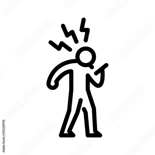 angry caller outline icon. figure angry on phone line art illustration.