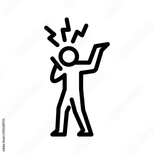 angry caller outline icon. figure angry on phone line art illustration.
