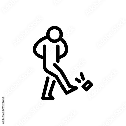 Person thinking while walking outline icon. figure confuse line art illustration.