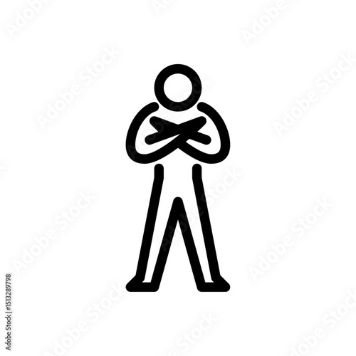 Rejection gesture outline icon. figure denial reaction line art illustration.
