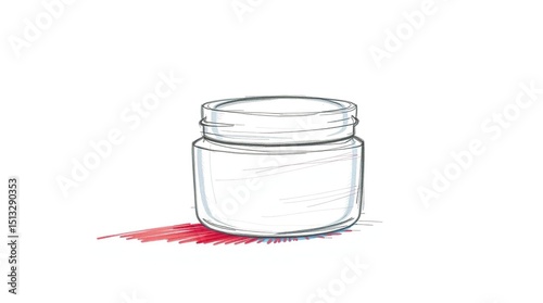 Elegant Hand-Drawn Sketch White Cream Jar Mockup