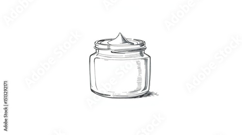 Hand-drawn Sketch Classic Black and White Cream Jar Mockup