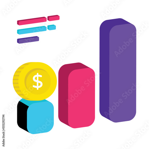 Income Rise Vector style icon. Eps 10 file