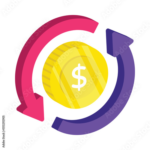 Investment Flow Vector style icon. Eps 10 file