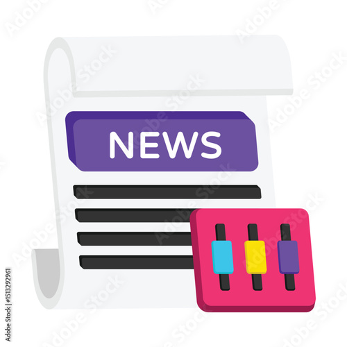 Stock Market News Vector style icon. Eps 10 file