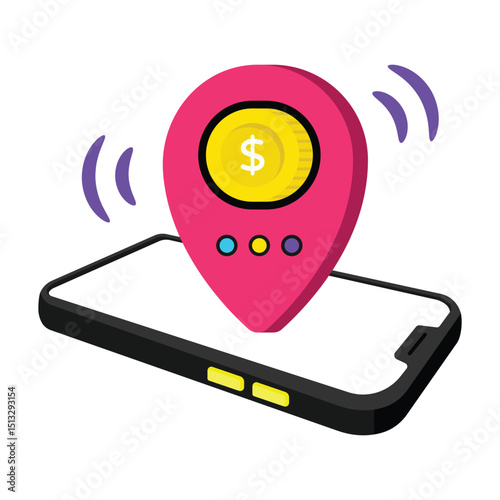 Dollar Location Vector style icon. Eps 10 file