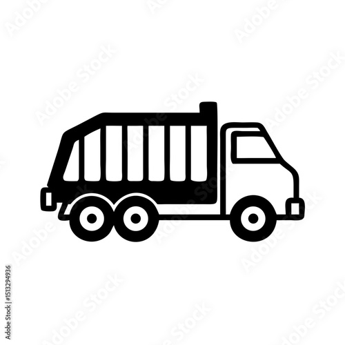 Garbage Truck Silhouette Vector Icon: Waste Collection and Environmental Cleanup Vehicle