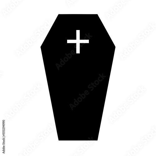 Black Coffin Silhouette Vector Illustration: Symbol of Death, Funeral, and Halloween