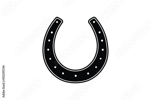 Silhouette art illustration of a rustic horseshoe with scratches and wear.eps