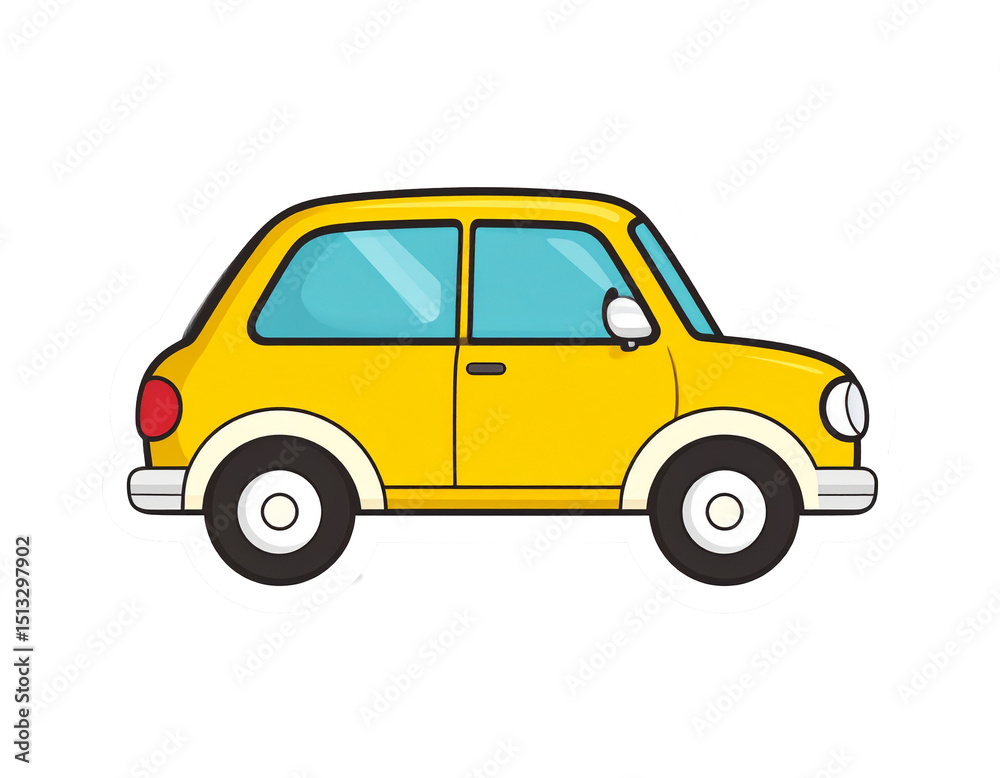 Sticker Style Icon of Cute Yellow Car