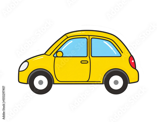 Sticker Style Icon of Cute Yellow Car