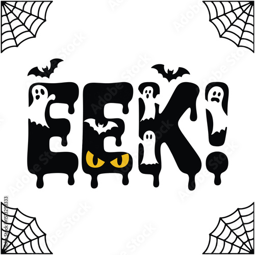 Spooky halloween eek ghost bats design