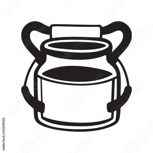 Milk can clipart vector Silhouette white background.
