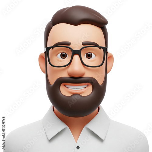 the bearded man separated on a white background