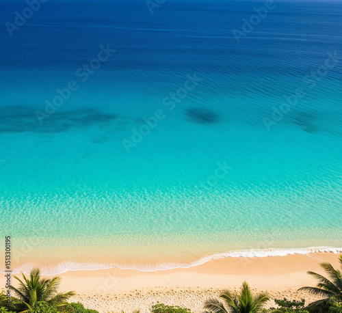 Tropical Shoreline Gradient – Deep Sea Blue to Turquoise and Sandy Beige Abstract Background