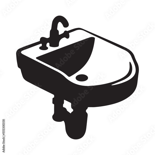 Sink black silhouette vector art and illustration Silhouette white background