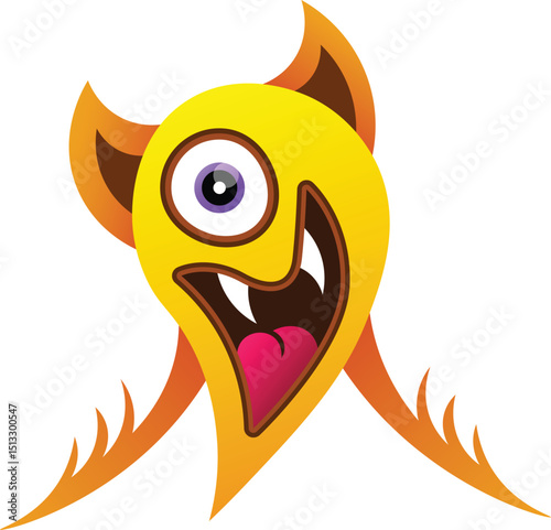 illustration vector monster design happy kawaii. Design for digital print and coloring book