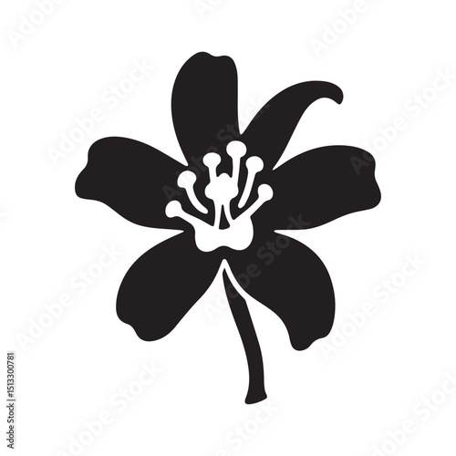 Vanilla flower bloom clipart vector art and illustration Silhouette white background