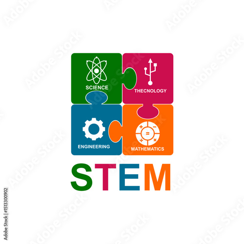 STEM - science, technology, engineering and mathematics. education vector illustration