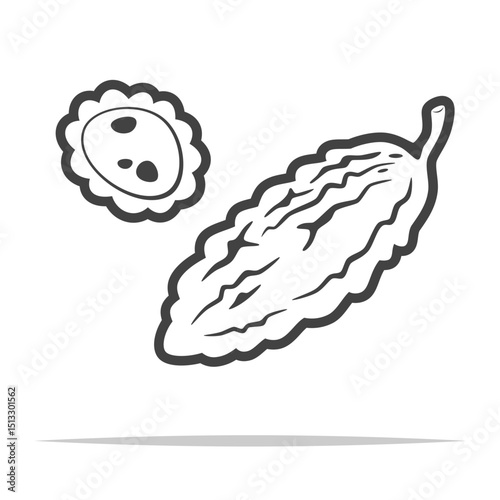 Bitter gourd outline icon transparent vector isolated
