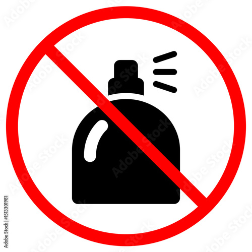 Spraying prohibited sign with aerosol can icon in red circle